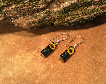 Sterling Silver Dried Flower Earrings: Handmade Resin Jewelry
