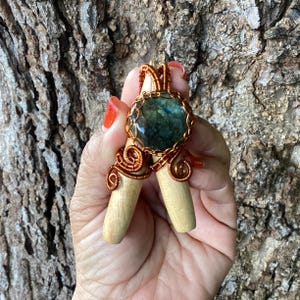 Labradorite kuripe Self Applicator, Palo Santo Kuripe, Shaman Ritual Ceremony kuripe, Shaman Pipe
