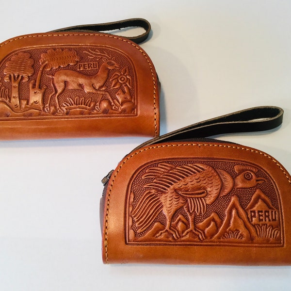 Peruvian Leather Coin Purse, Holder for Change