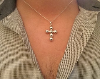 Silber Kreuz Anhänger, Sterling Silber Kreuz für Mann, Kreuz Halskette für Herren