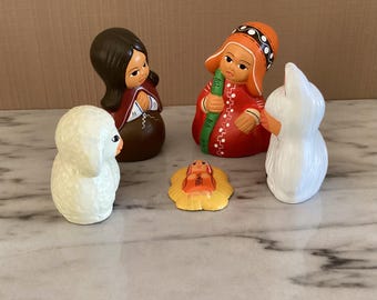 Nativity Scene, Peruvian Christmas Nativity Set, Handmade Polymer Clay
