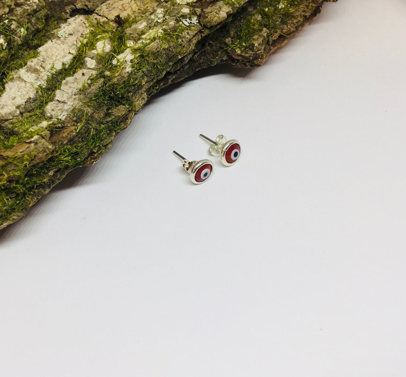 7mm Evil Eye Earrings Girls Earrings Tiny Evil Eyes Post Earrings Red Evil Stud Earring