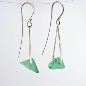 Green Glass Earrings Sterling Silver Sustainable Earrings Gift for Her Earrings Beach Glass Eco Friendly Gift for Women Recycle Theme