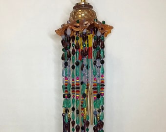 Crown Jewel Crystal and Glass Beaded Wind Chime Mothers Day Birthday Holiday Housewarming Hostess Gift Indoor or Outdoor