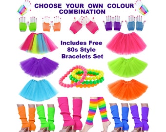 80s Tutu Outfits, Fancy Dress Outfit, Womens 80s Costume, 90s Girls Costume,  Fluro 1980s Leg Warmers Gloves, 80s 90s Party Ideas - Etsy