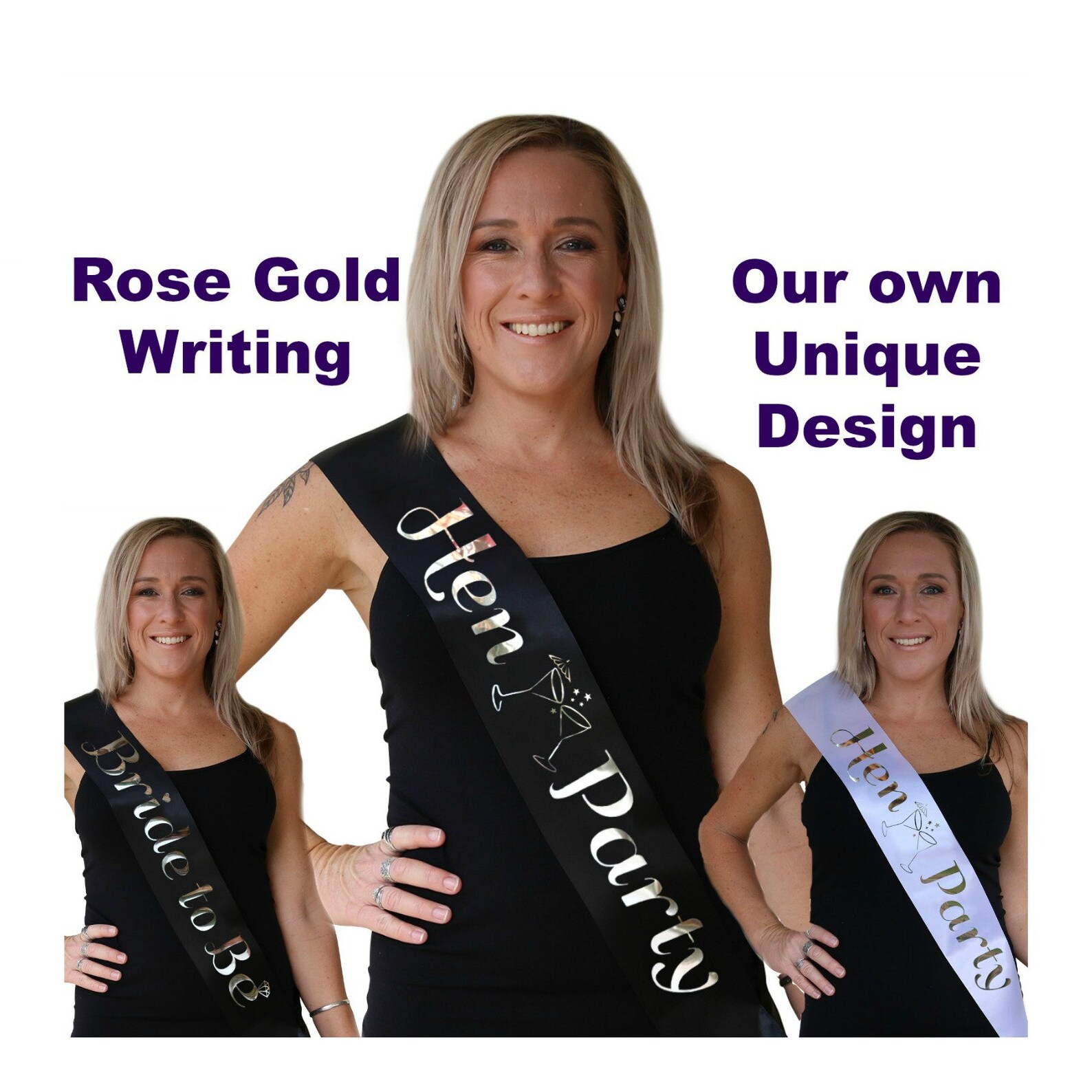 Hen Party Sash in Rose Gold Bride to Be Sash Set Hen Night Etsy Australia