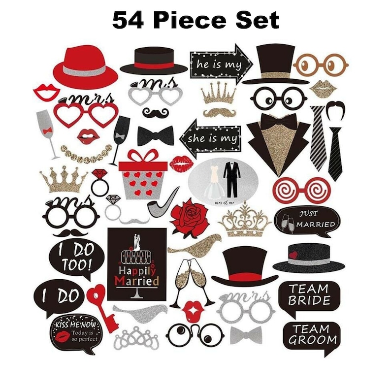 Photobooth Props 54 Pieces Wedding Photo Booth Props Wedding Decorations