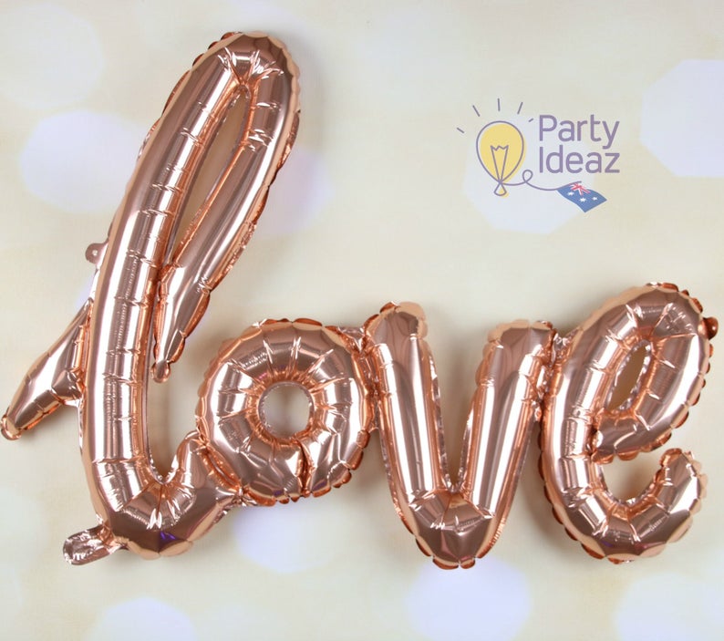Rose Gold LOVE Balloon Script/Handwritten Rose Gold Wedding / Anniversary / Engagement Party Decor / Bridal Shower / Valentines Day image 5