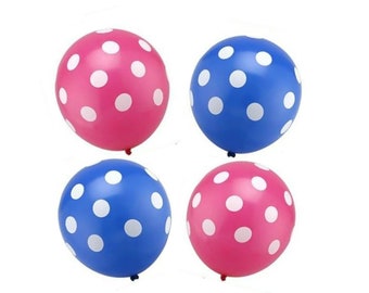 Polka Dot Balloons - Pink or Blue - Baby Shower Decorations / Christening / First Birthday Party / Its a Boy Its a Girl