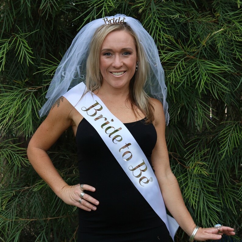 Bride to Be Sash Rose Gold Hens Sash Veil & Tiara Hen Party Etsy