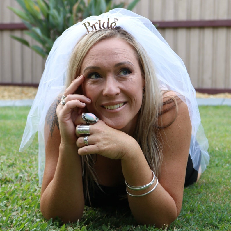 Rose Gold Bride to Be Veil & Tiara Hens Night Accessories Etsy