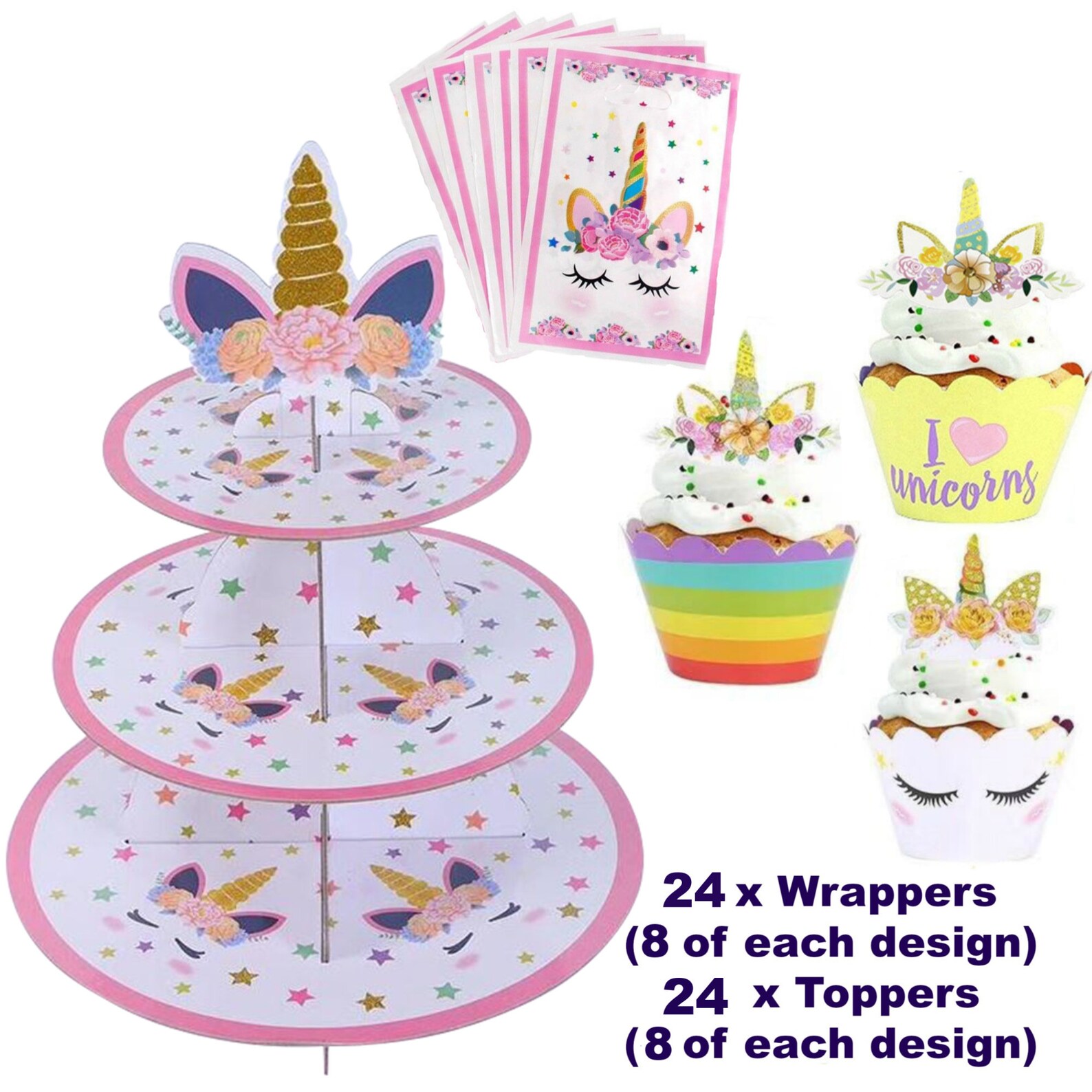 Unicorn Cupcake Stand Display 3 Tier Cake Stand Unicorn Etsy Australia