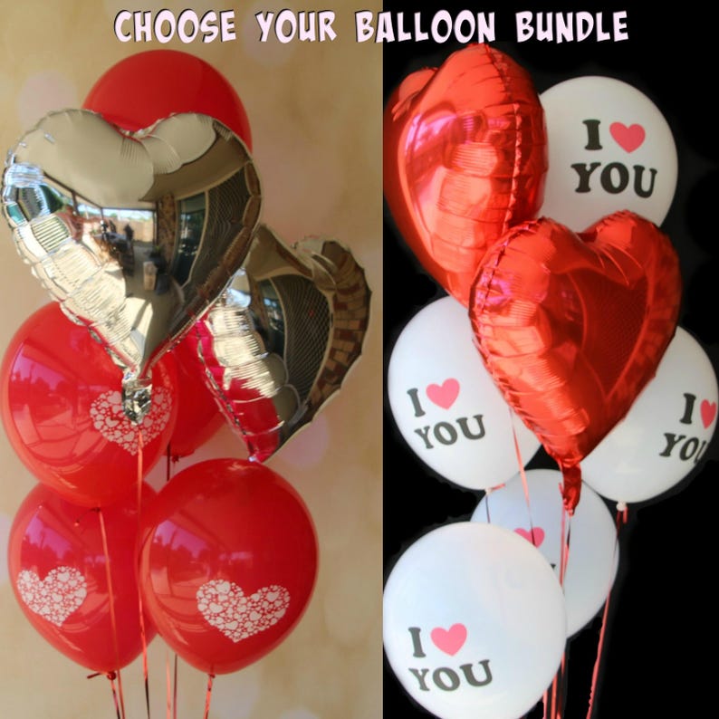 Love Heart Balloons Set I Love You Balloons Valentines Day | Etsy