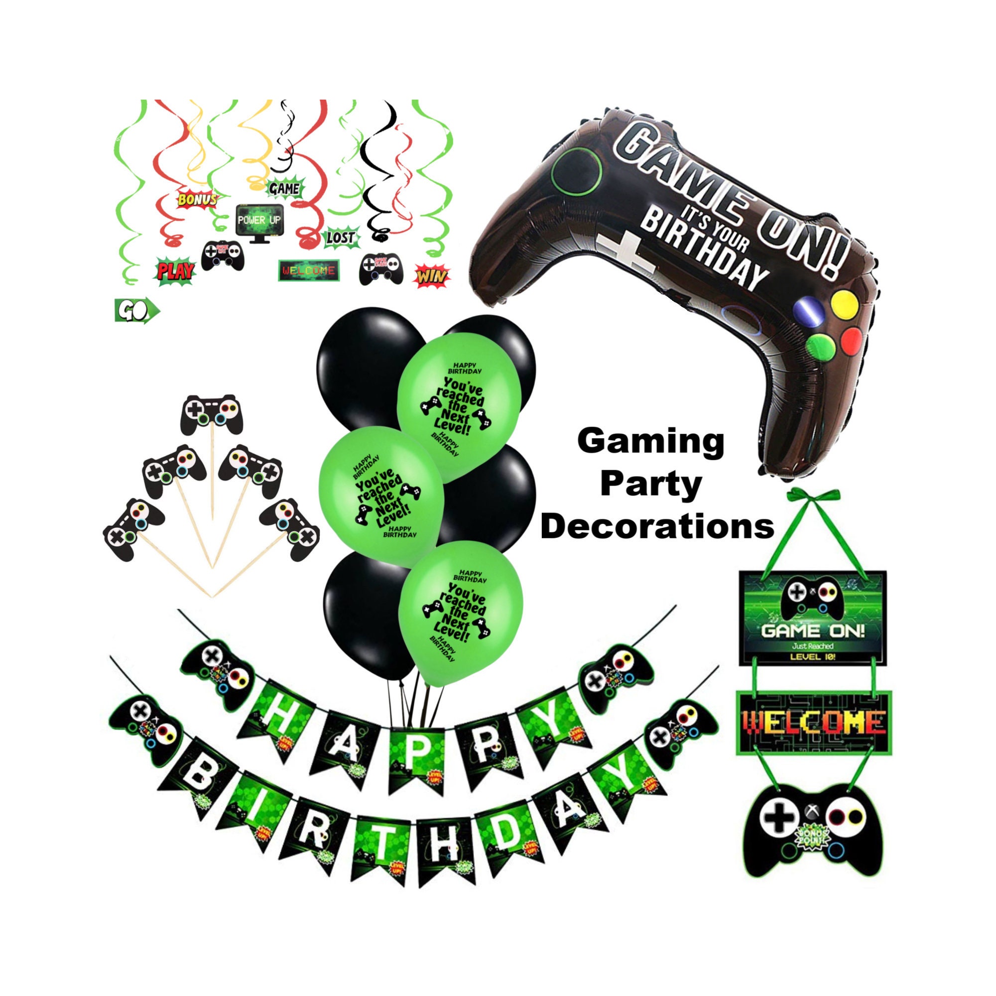 Gaming Party Supplies Boys Birthday Decorations Balloons Etsy Australia