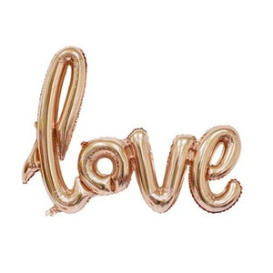 Rose Gold LOVE Balloon Script/Handwritten Rose Gold Wedding / Anniversary / Engagement Party Decor / Bridal Shower / Valentines Day image 1