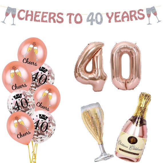 40th Birthday Decorations Rose Gold Balloons