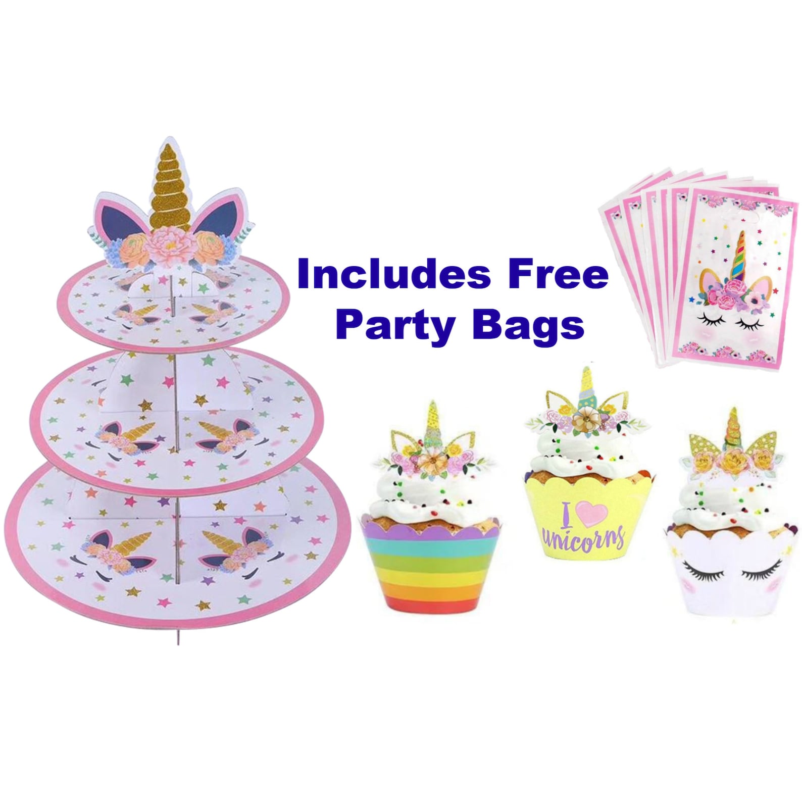 Unicorn Cupcake Stand Display 3 Tier Cake Stand Unicorn Etsy Australia