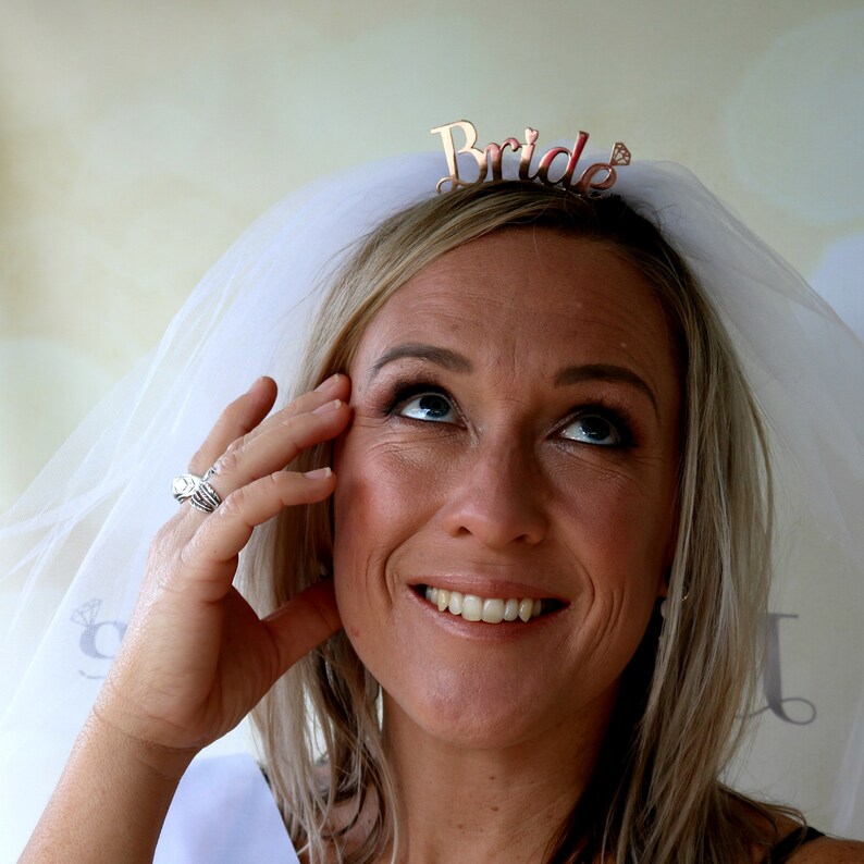 Rose Gold Bride to Be Veil & Tiara Hens Night Accessories Etsy