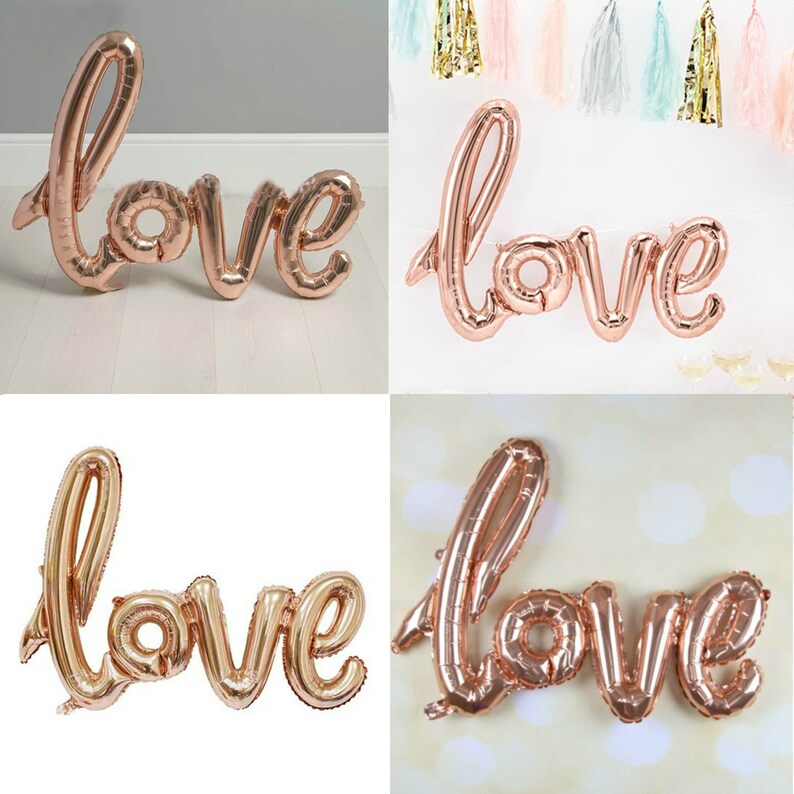 Rose Gold LOVE Balloon Script/Handwritten Rose Gold Wedding / Anniversary / Engagement Party Decor / Bridal Shower / Valentines Day image 3