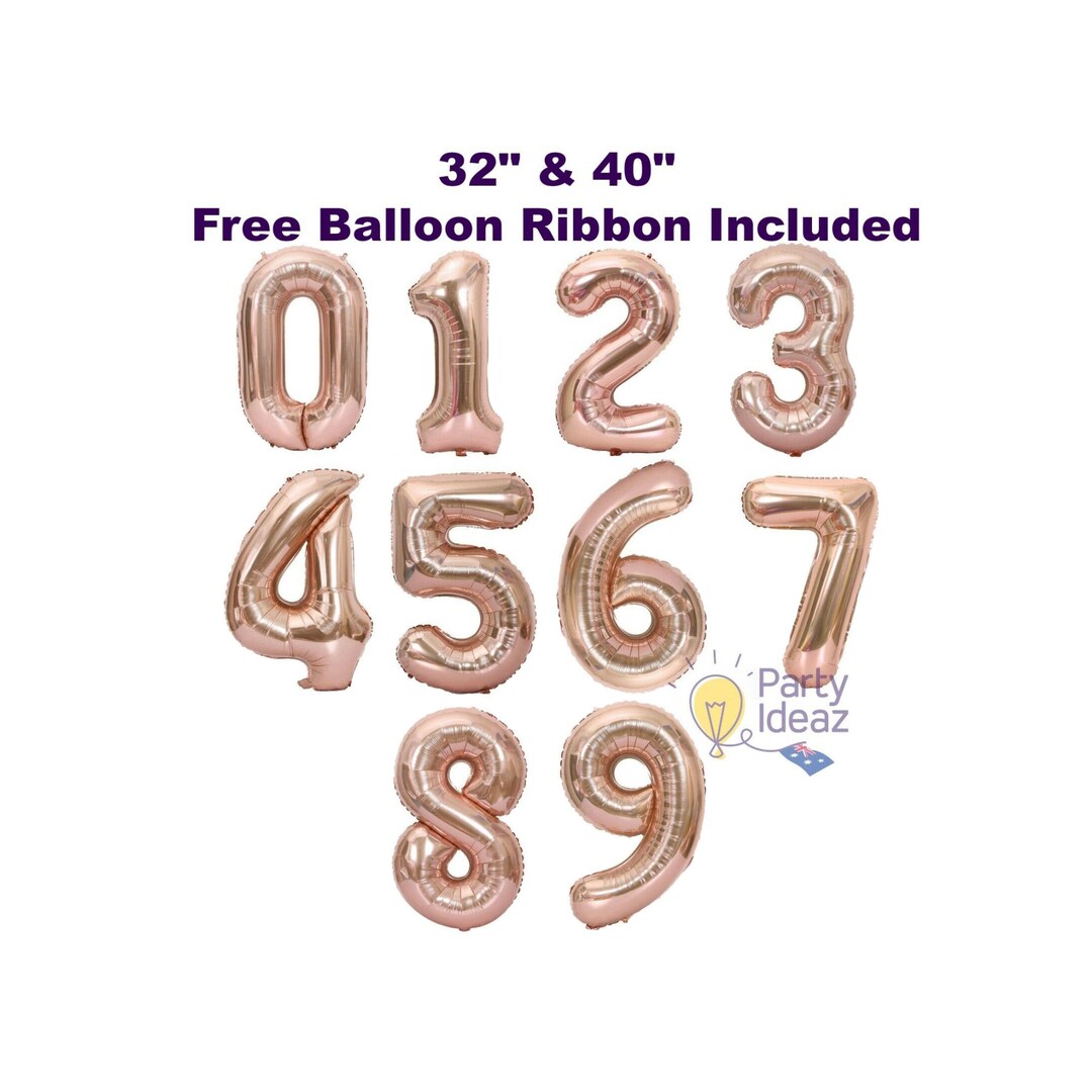Giant Rose Gold Number Balloons / 40 & 32 Foil Balloons Banner Rose