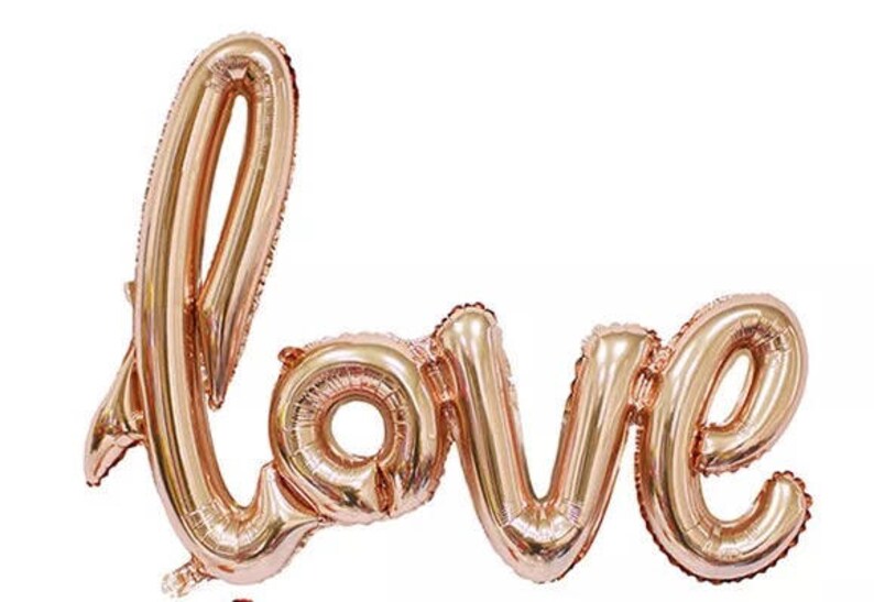 Rose Gold LOVE Balloon Script/Handwritten Rose Gold Wedding / Anniversary / Engagement Party Decor / Bridal Shower / Valentines Day image 4