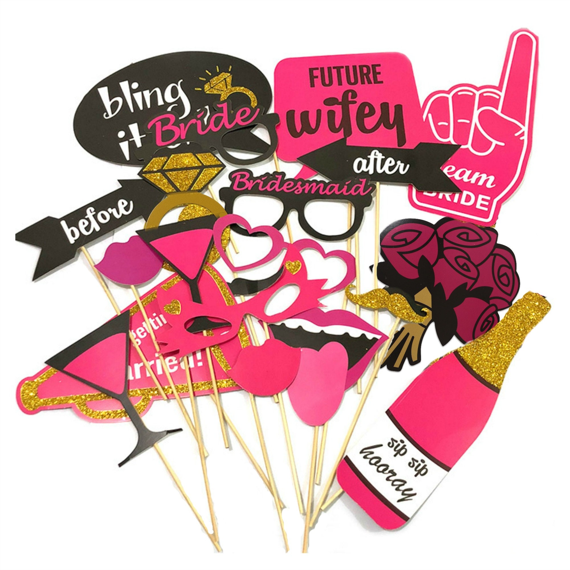 Hen Party Photo Props Hen Night Photo Booth Accessories Etsy