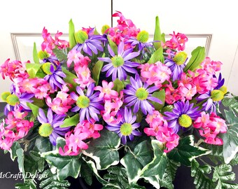 Large Cemetery Flowers, Grave Saddle, Headstone Topper, Funeral Flowers