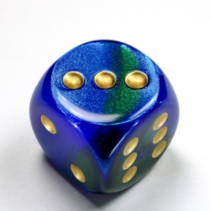 30mm Multicolor D6 Extra Large RPG Tabletop Roleplay CCG Board Counter Marker Token Card Roleplay Games Gaming Random Roll Decision Blue Green Gold