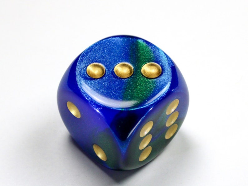 30mm Multicolor D6 Extra Large RPG Tabletop Roleplay CCG Board Counter Marker Token Card Roleplay Games Gaming Random Roll Decision Blue Green Gold