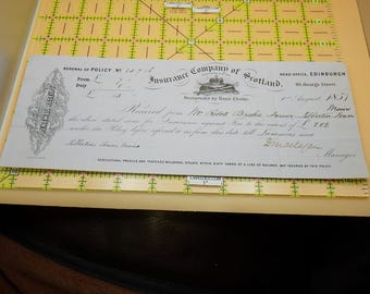 1857 Insurance Company of Scotland Fire Receipt Liberton Tower Mains Edinburgh