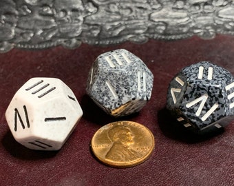 Speckled Roman Numeral D4/D12 Dice Die Tabletop RPG Gaming Roleplay Card Board Tokens Counters Markers Random Decision Making Roll Games Fun