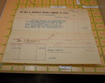 1907 Gulf & Interstate Railway Texas Document L.P. Featherstone Signed RR Ephemera