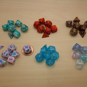 7 Die 10mm Mini Polyhedral Dice Sets - RPG Tool Tabletop Roleplay Games Supply CCG Card Board Random Tokens Counters Markers Crafting