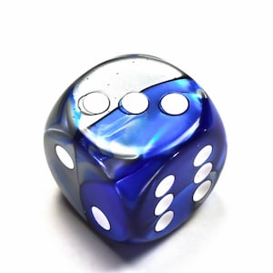30mm Multicolor D6 Extra Large RPG Tabletop Roleplay CCG Board Counter Marker Token Card Roleplay Games Gaming Random Roll Decision Blue Steel White