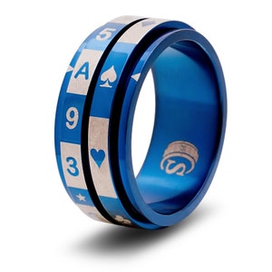 Playing Cards Random Spinner Ring Blue RPG Tabletop Role Play Gaming