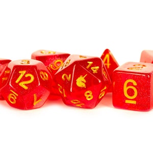 Unicorn Red 16mm Polyhedral Dice Set Tabletop RPG Gaming Roleplay