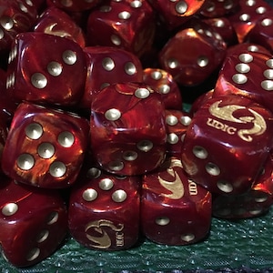 UDIC D6 Logo Customized Dice - Standard Red and Gold V1