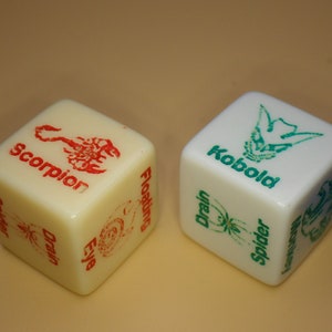 Custom RPG Fantasy Monster Die V2 16mm Barrow Rat Drain Spider Floating Eye Kobold Monkey Scorpion Gaming Tabletop RPG Dice Roleplay