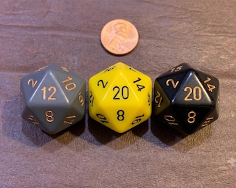 Jumbo 34mm D20 Die | Giant Polyhedral Dice / Oversized Resin Spinner | MTG Life Counter | D&D Gift | TTRPG Gaming Accessory Large Math Tool