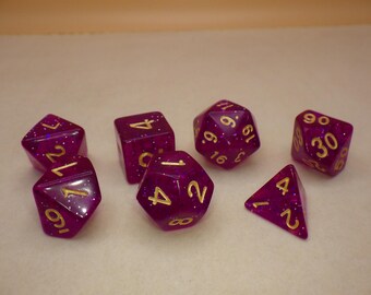 7 Die Polyhedral Dice Set, Midnight Nebula - RPG Tool Tabletop Roleplay Games Supply Tokens Counters Markers Random Decision Makers Crafts