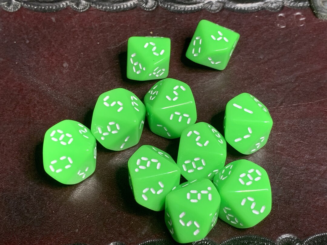 Retro Dice 10D10 ten 10sided Polyhedral Set isolated Tabletop RPG