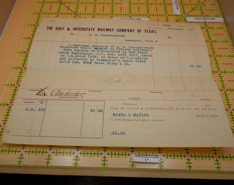 1907 Gulf & Interstate Railway Texas Document L.P. Featherstone Signed Ephemera