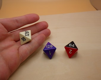 D8 Doubling Cube Die / 8-Sided Polyhedral Tracking Marker / RPG Tabletop Game Counter / TTRPG Accessory / Math Education / Boardgame Supply