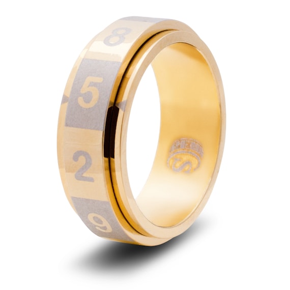 10 sided D10 Dice Random 1 10 Number Generator Spinner Ring Gold