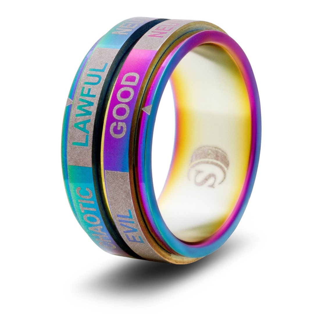 Alignment Dice Random Number Spinner Ring Rainbow Tabletop RPG Gaming ...