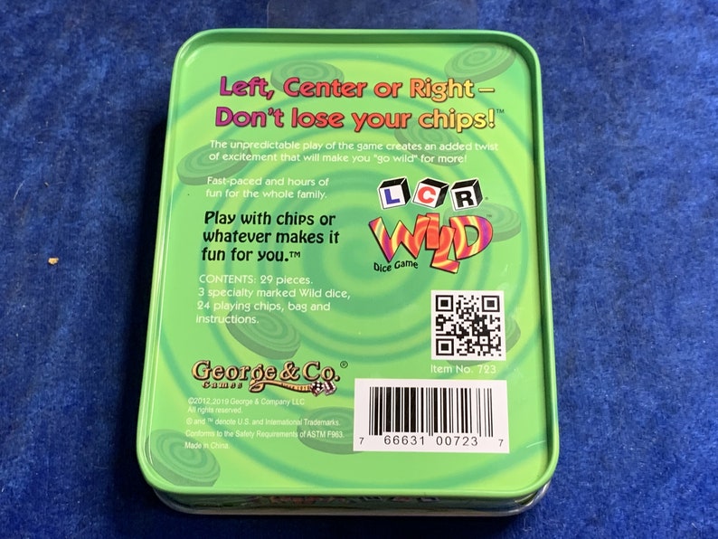 LCR Wild Green Tin Dice Game Instructions with 3 Dice 24 Etsy