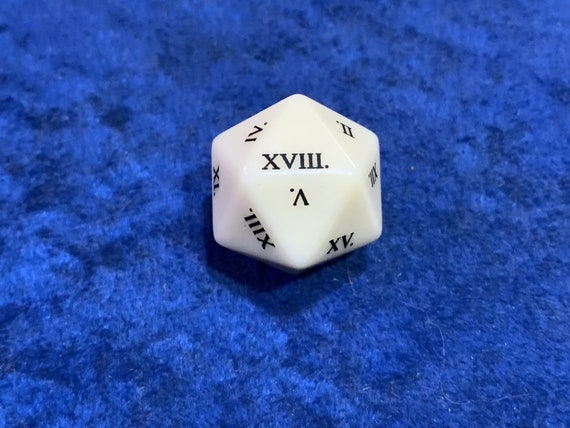 Roman Numeral D20 Die / Custom Opaque Dice / Tabletop RPG Gaming Marker / Polyhedral Counter Token / DnD Board Game Accessories