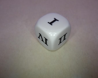 Roman Numbers 16mm D6 Die White with Black - RPG Tool Tabletop Roleplay Games Supply CCG Card Board Random Tokens Counters Markers Decision
