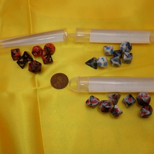 10mm Mini Polyhedral Dice Set | 7-Piece Tiny RPG Tool | Pocket Tabletop Gaming Supplies | Travel DND D20 | Small CCG Token Counter Markers