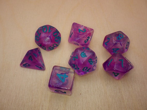 Unicorn Dice Set – Violett-metallische Würfel Mit Farbverlauf Für Pen & Paper